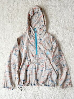 VTG 90s Y2K Chums Beige Duck Print Lightweight Anorak Windbreaker Hooded Jacket